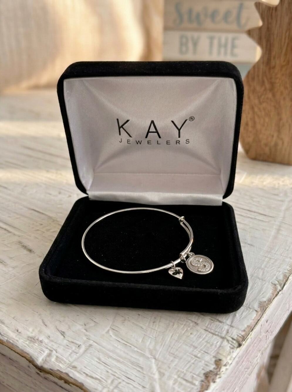 Kay Jewelers Charmed Memories Initial S Bangle Bracelet with Box